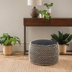 Dunelm Jersey Bobble Round Black Pouffe