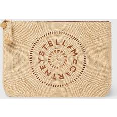 Nylon Clutches Stella McCartney Logo Raffia Clutch Pouch - Woman - Natural