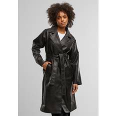 Urban Classics Dam Kappor & Rockar Urban Classics UC Ladies UC Vintage Leather Trenchcoat - Black