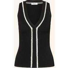 Reiss Veste Reiss Lanette Ribbed Knit Craft Vest Top - Black/White