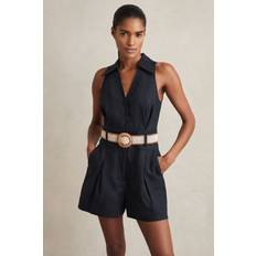 Reiss Jumpsuits & Overalls Reiss Anjie Belted Linen Playsuit - Navy