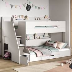 Flair Slick Staircase Triple White Bunk Bed