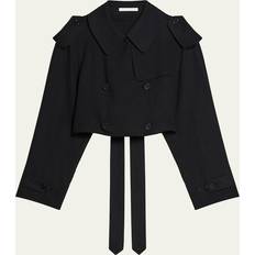 Helmut Lang Wool Blend Cropped Trench Coat - Black