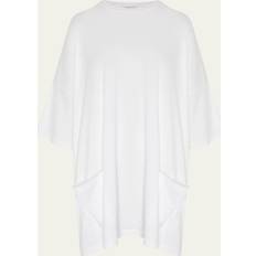 White Capes & Ponchos Eskandar Sloped-Shoulder Round-Neck Poncho - White