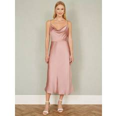 Yumi Satin Cowl Neck Dress - Rose Pink