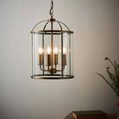 Vogue Vogue Lambeth 4 Light Glass Light Brass Pendant Lamp
