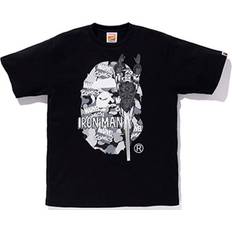 A Bathing Ape Unisex T-shirts A Bathing Ape x Marvel Camouflage Head Logo T-Shirt - Black Iron