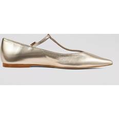LK Bennett Low Shoes LK Bennett Drew Metallic Leather T-Bar Mary Jane Shoes - Gold