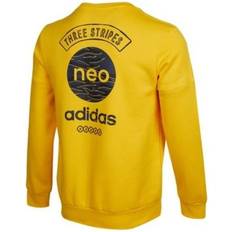 Adidas Gula Tröjor adidas Men's Neo Logo Round Neck Pullover Long Sleeves - Yellow