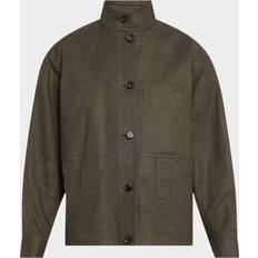 Loro Piana Outerwear Loro Piana Jaylon Structured Linen Wool Field Jacket - Black Pine