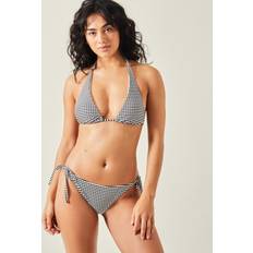 White Bikini Tops Accessorize Stripe Seersucker Triangle Bikini Top - Black/White