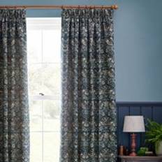 Strawberry Thief Jacquard Pencil Pleat Curtains Indigo