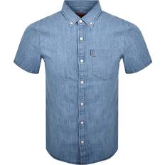 Superdry Shirts Superdry Essential Short Sleeved Shirt Denim - Blue
