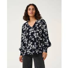 XXL Blouses Kaffe Alice Floral Ruffle Blouse - Marine Flower