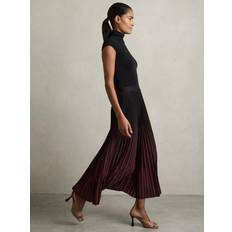 Reiss Plisseerock Marlie - Dunkelrot/Schwarz