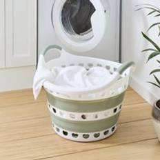 Dunelm Collapsible Laundry Basket Round Sage Green
