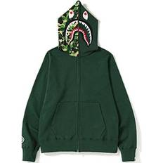 A Bathing Ape Outerwear A Bathing Ape Shark Camo Full Zip Hoodie - Forest Green