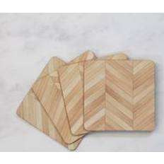 Dunelm Set of 4 Wood Effect Cork Back Coasters - Brown Coaster