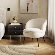 Padded Seat Lounge Chairs Dunelm Marcie Luxe Ivory Boucle Cocktail Lounge Chair