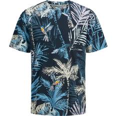 Blommiga T-shirts Jack & Jones jHawaii Aop Tee SS Crew Neck Blå