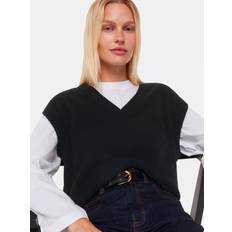 Cashmere Tank Tops Whistles Cashmere V Neck Tank - Black