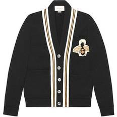 Gucci Cardigans Gucci Bee Patch Cardigan - Black/Red