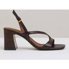 Reiss Alice Block Heel Leather Sandals - Chocolate