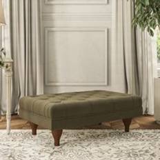 Dunelm Warwick Footstool House Velvet Olive Foot Stool