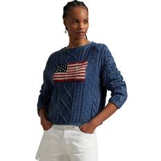 Polo Ralph Lauren Flag Aran-Knit Cotton Sweater - Indigo Multi