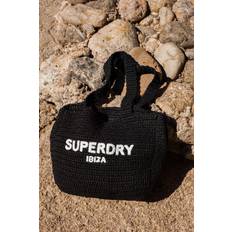 Superdry Håndtasker Superdry Black Crochet City Cotton Tote Bag
