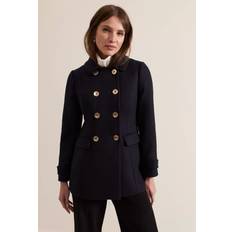 Phase Eight Petite Wool Blend Pea Coat - Navy