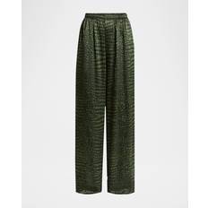 Balenciaga Sleepwear Balenciaga Crocodile Print Silk Satin Pajama Pants - Green