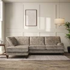 Furniture Dunelm Darwin 4 Seater Corner Chaise Chunky Chenille Mushroom Sofa