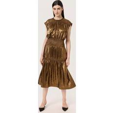 Copper Dresses Soaked in Luxury Elvie Metallic Smocked Waist Dress - Copper