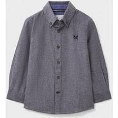 Red Shirts Crew Clothing Boys Long Sleeve Herringbone Flannel Shirt - Grey