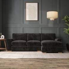 Furniture Dunelm Lena 4 Seater Corner Chaise Luxury Chenille Charcoal Sofa