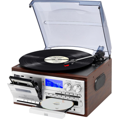 SIP 9in1 Record Player 3 Speed Bluetooth Vintage Turntable CD Cassette Vinyl Player