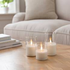 Transparent Candles & Accessories Dunelm Set of 3 Glass Pillar Candles - Clear LED Candle