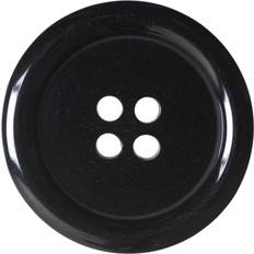 Buttons Hemline Black Round Rimmed Buttons 27.5mm Pack of 2