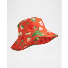 Red Bucket Hats Children's Clothing Molo Girls Strawberry Print Bucket Hat - Orange