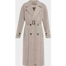 Loro Piana Outerwear Loro Piana Foster Double-Breast Belted Wool Cashmere Coat - Chalk/Black