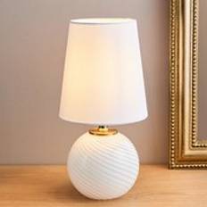 Dunelm Candy Stripe Ribbed Glass - White Table Lamp