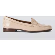 John Lewis Pennie Wide Fit Patent Leather Loafers - Beige