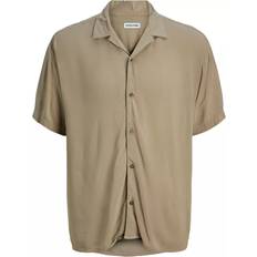 Jack & Jones Grøn Skjorter Jack & Jones JJEJEFF Solid Resort Skjorte Beige