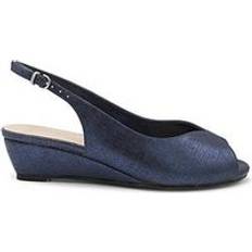 Paradox London Janine Wide Fit Shimmer Wedge Sandal - Navy