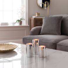 Silver LED Candles Dunelm Set of 3 Metallic Glass Pillar Candles - Silver LED Candle