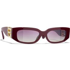 Chanel Dame Solbriller Chanel Rectangle Sunglasses 1802S1 Burgundy