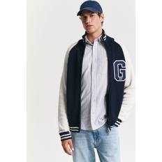 Gant Men Cardigans Gant Cotton-Wool Varsity Cardigan - Evening Blue