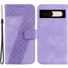 Veanxin Google Pixel 8a Leather Case 7-Shape Imprint Foldable Stand Phone Wallet Cover