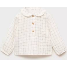 Bomull Blusar & Tunikor Mango Check Cotton Blouse - Kräm